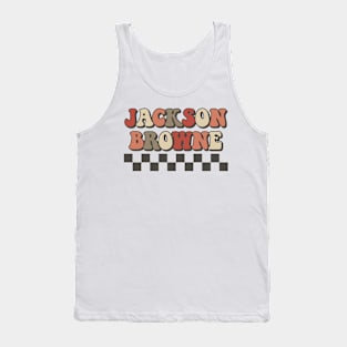 Jackson Browne Checkered Retro Groovy Style Tank Top